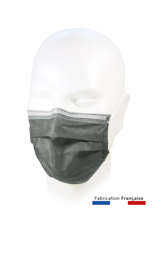 masque de protection anti-Covid Gris Fonce adultes Mptec sans odeur